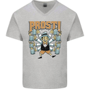 Prost German Oktoberfest Beer Mens V-Neck Cotton T-Shirt Sports Grey