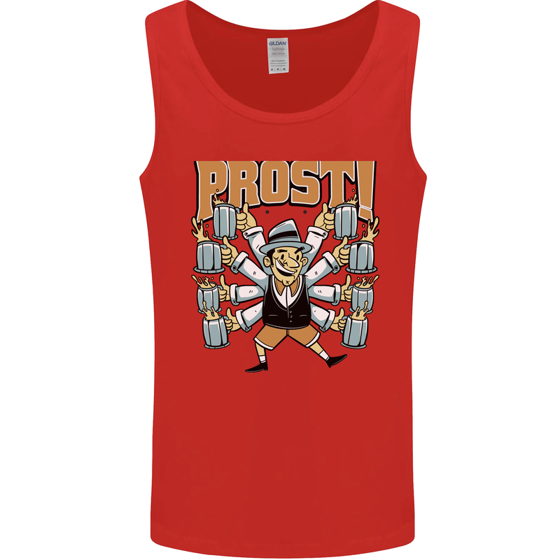 Prost German Oktoberfest Beer Mens Vest Tank Top Red