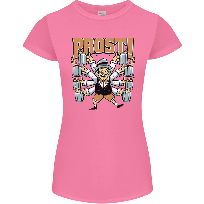 Prost German Oktoberfest Beer Womens Petite Cut T-Shirt Azalea