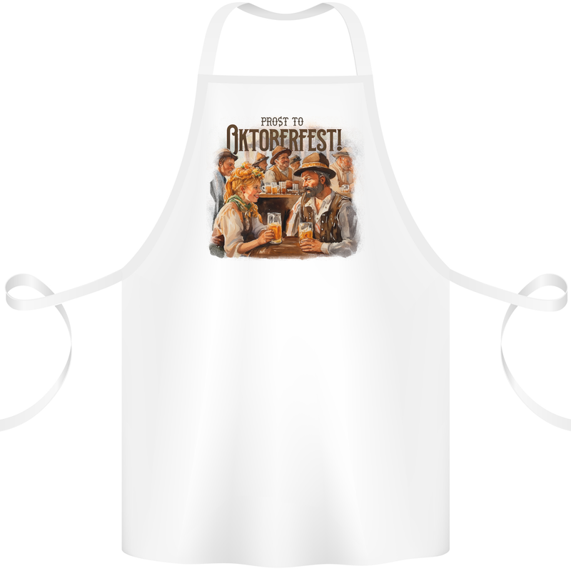 Prost to Oktoberfest German Beer Festival Cotton Apron 100% Organic White
