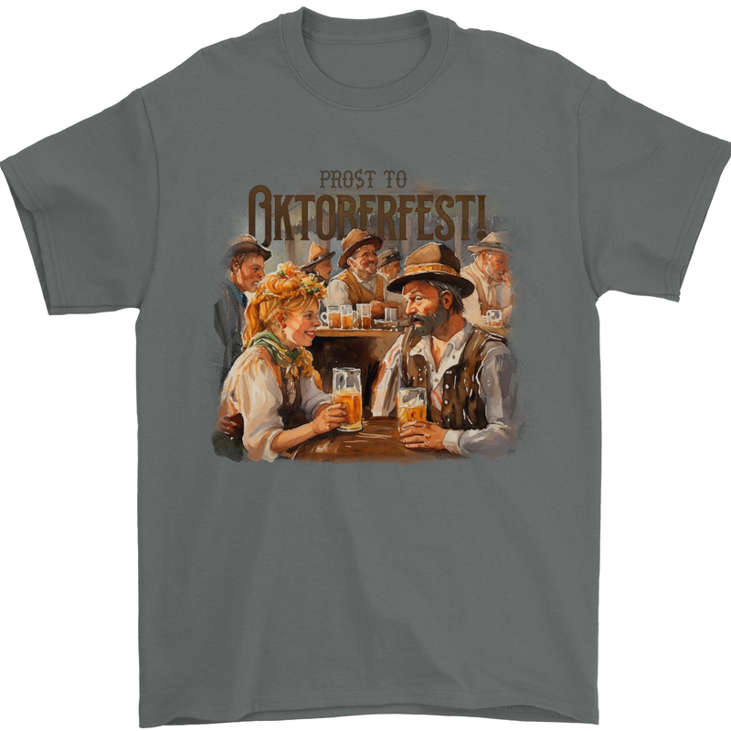 Prost to Oktoberfest German Beer Festival Mens T-Shirt 100% Cotton Charcoal