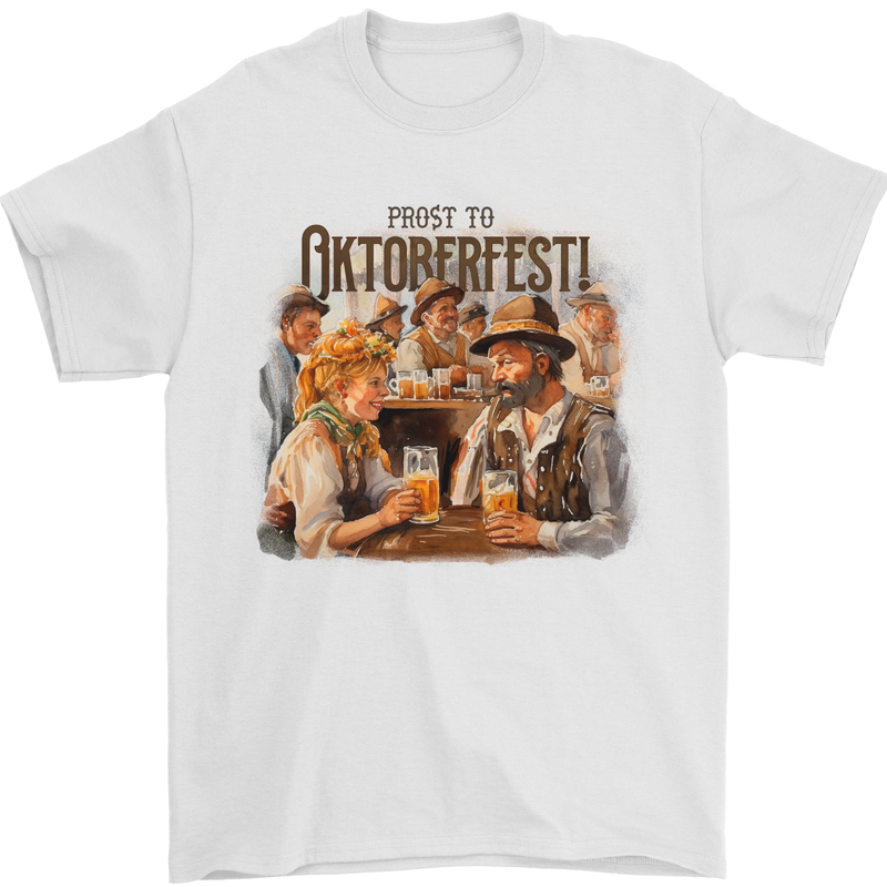 Prost to Oktoberfest German Beer Festival Mens T-Shirt 100% Cotton White