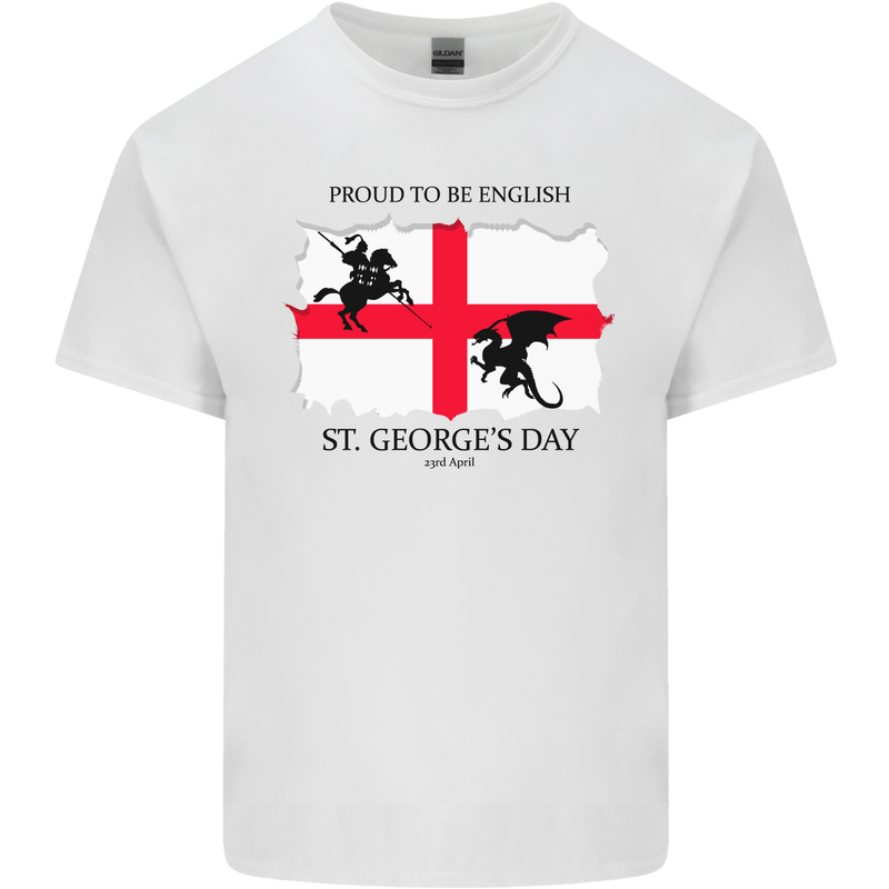 Proud to Be English St Georges Day Flag Kids T-Shirt Childrens White