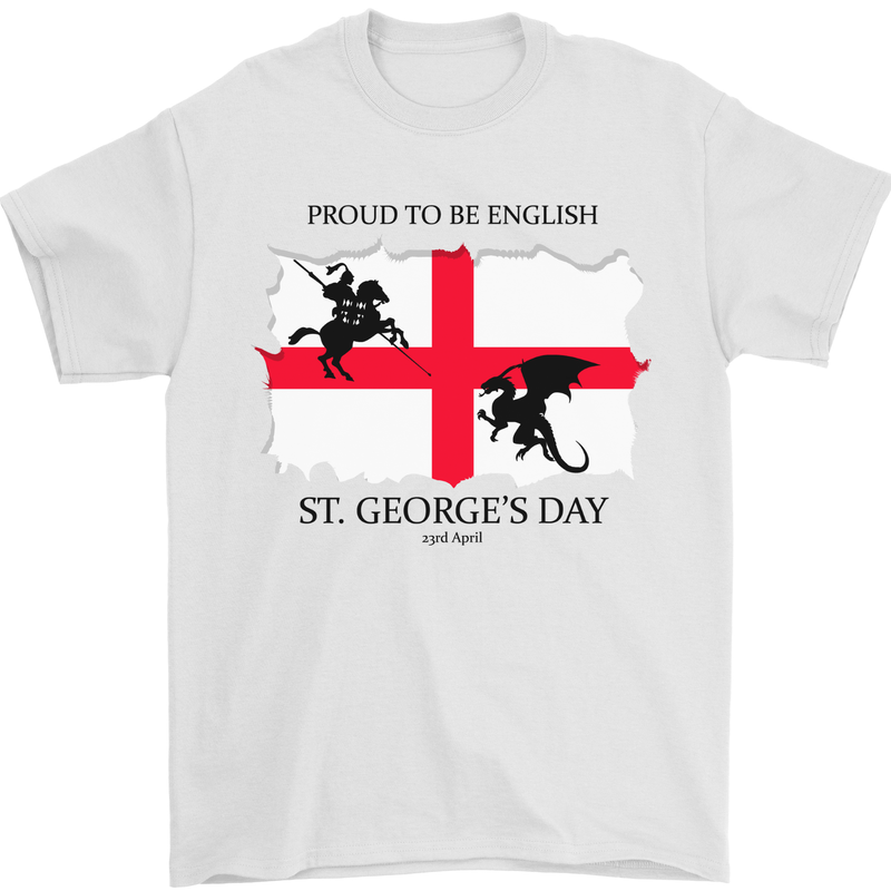 Proud to Be English St Georges Day Flag Mens T-Shirt 100% Cotton White