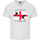 Proud to Be English St Georges Day Flag Mens V-Neck Cotton T-Shirt White