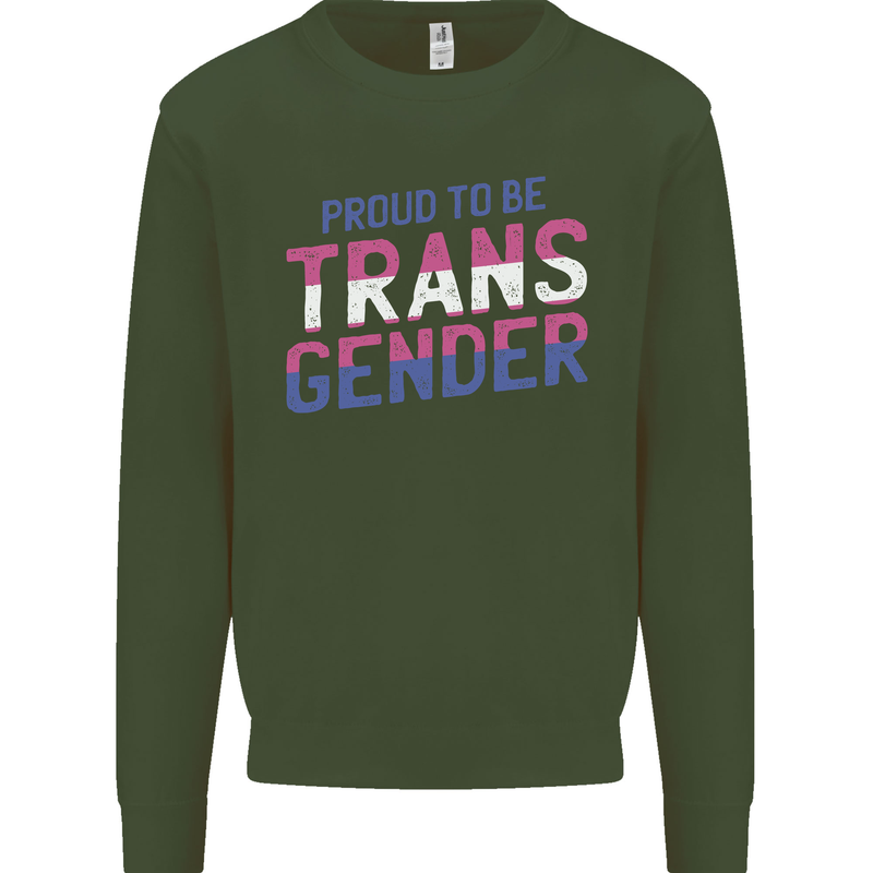 Proud to Be Transgender LGBT Kids Sweatshirt Jumper Forest Green