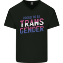 Proud to Be Transgender LGBT Mens V-Neck Cotton T-Shirt Black