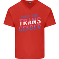 Proud to Be Transgender LGBT Mens V-Neck Cotton T-Shirt Red