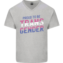 Proud to Be Transgender LGBT Mens V-Neck Cotton T-Shirt Sports Grey