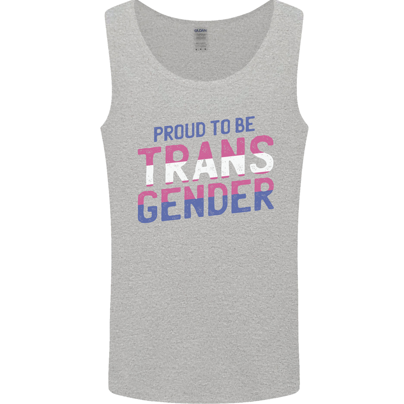 Proud to Be Transgender LGBT Mens Vest Tank Top Sports Grey