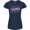 Proud to Be Transgender LGBT Womens Petite Cut T-Shirt Navy Blue