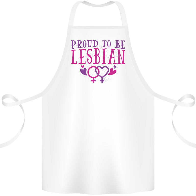 Proud to Be a Lesbian LGBT Gay Pride Awareness Cotton Apron 100% Organic White