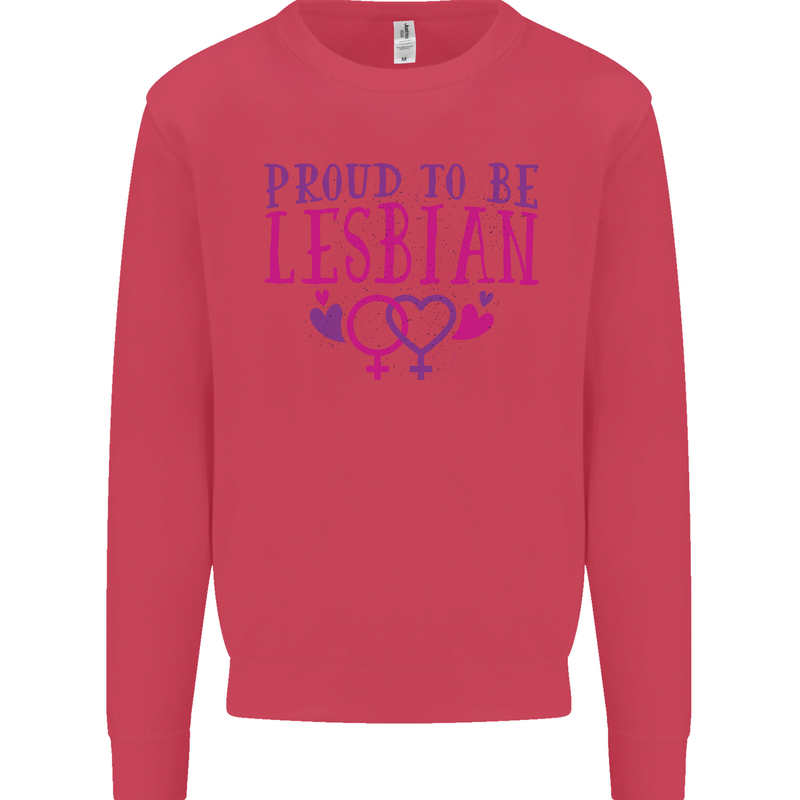 Proud to Be a Lesbian LGBT Gay Pride Awareness Kids Sweatshirt Jumper Heliconia