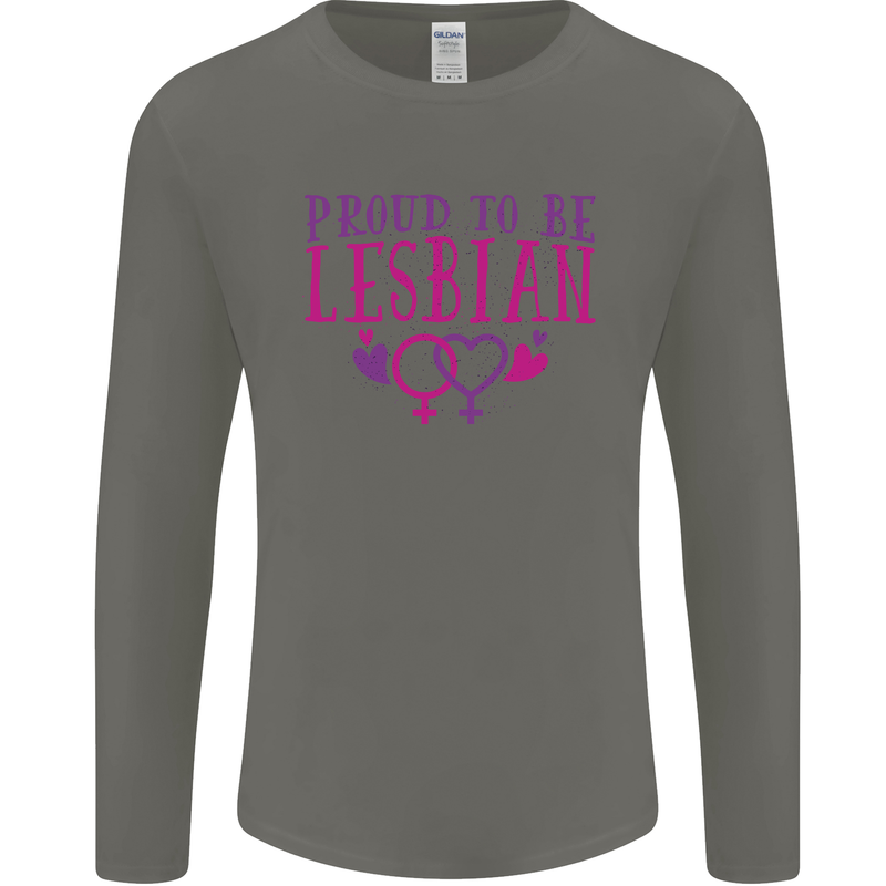 Proud to Be a Lesbian LGBT Gay Pride Awareness Mens Long Sleeve T-Shirt Charcoal