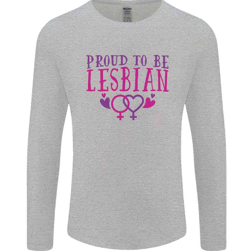Proud to Be a Lesbian LGBT Gay Pride Awareness Mens Long Sleeve T-Shirt Sports Grey