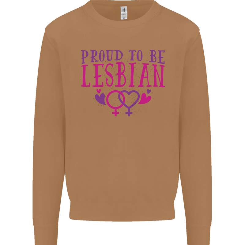 Proud to Be a Lesbian LGBT Gay Pride Awareness Mens Sweatshirt Jumper Caramel Latte