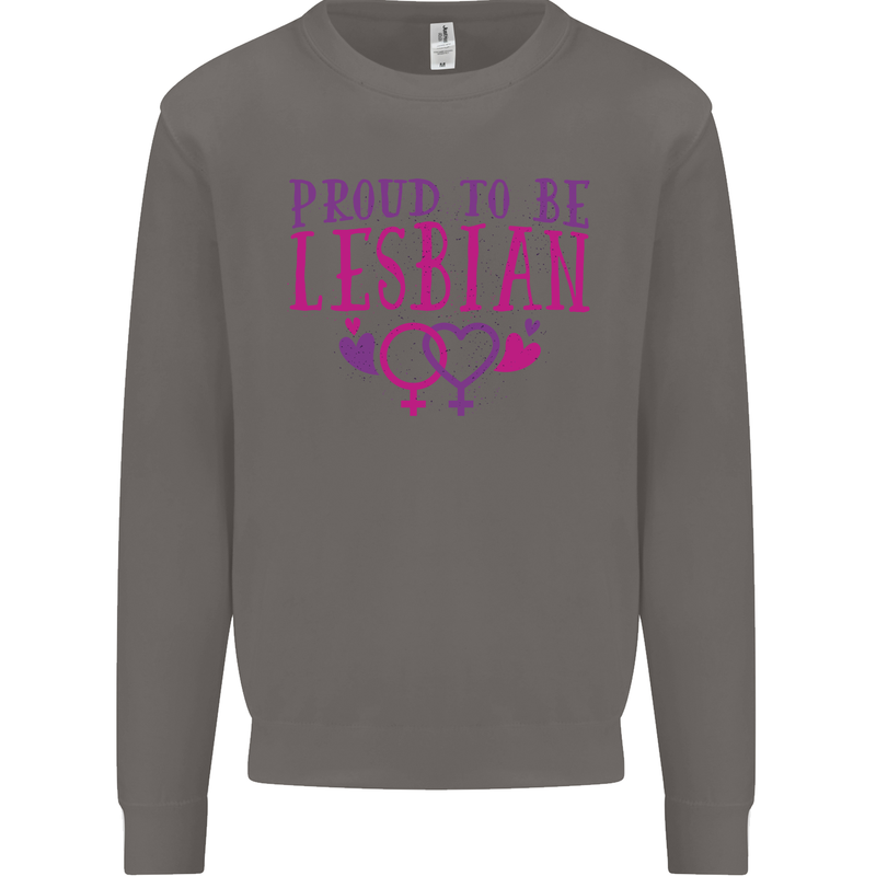 Proud to Be a Lesbian LGBT Gay Pride Awareness Mens Sweatshirt Jumper Charcoal