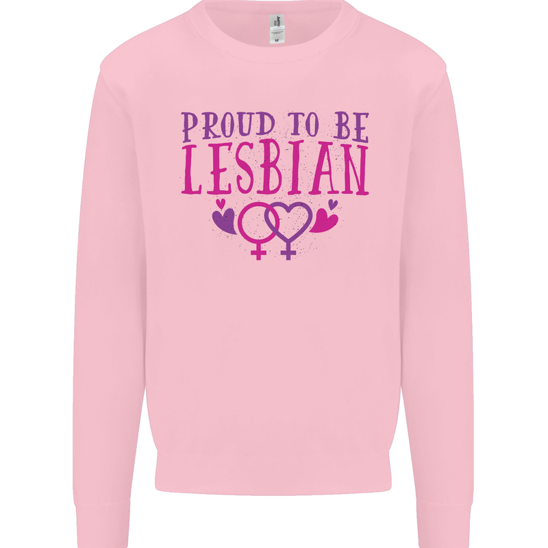 Proud to Be a Lesbian LGBT Gay Pride Awareness Mens Sweatshirt Jumper Light Pink