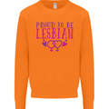 Proud to Be a Lesbian LGBT Gay Pride Awareness Mens Sweatshirt Jumper Orange
