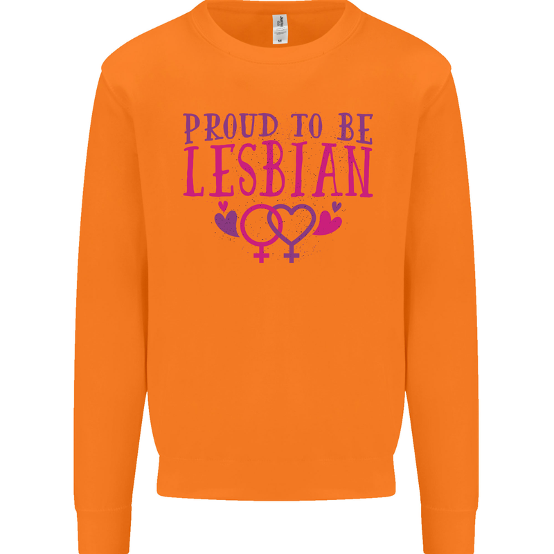 Proud to Be a Lesbian LGBT Gay Pride Awareness Mens Sweatshirt Jumper Orange