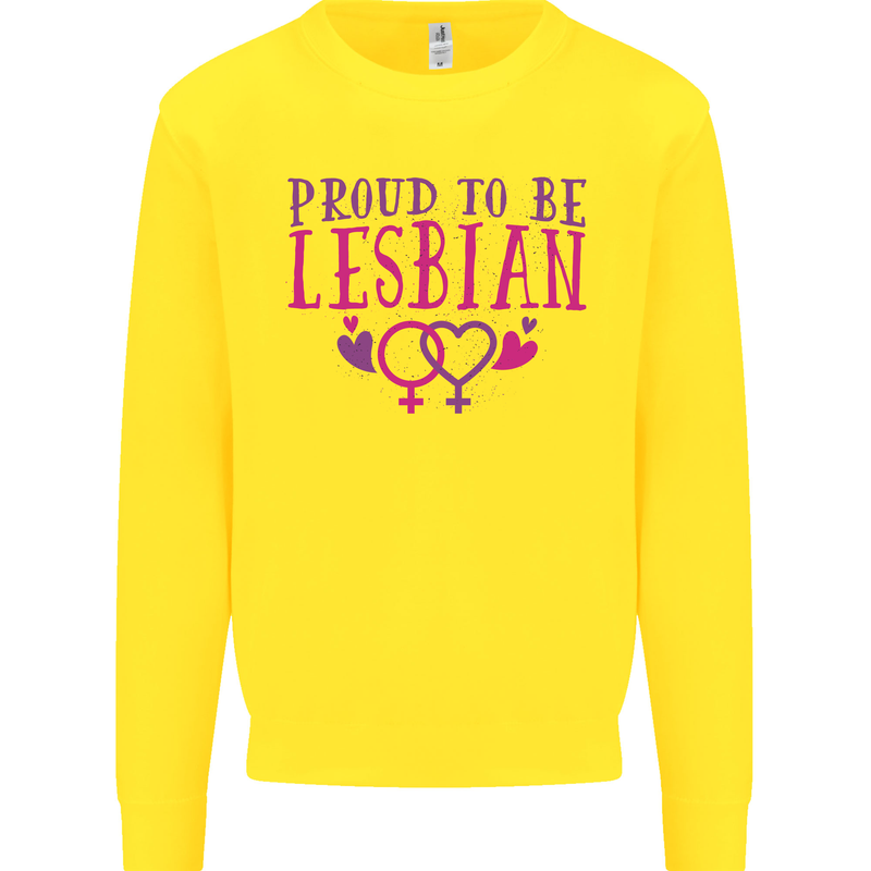 Proud to Be a Lesbian LGBT Gay Pride Awareness Mens Sweatshirt Jumper Yellow