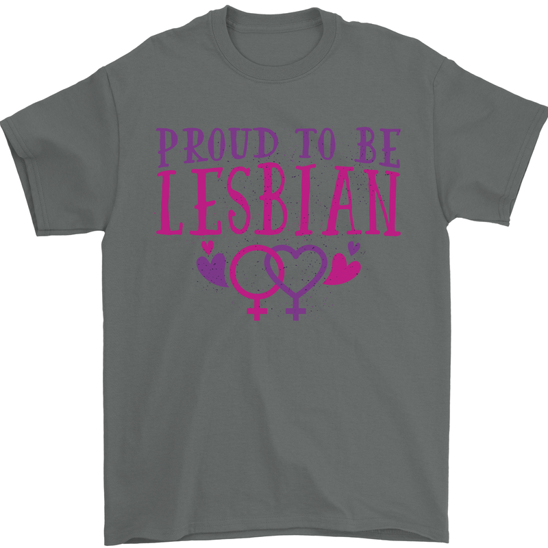 Proud to Be a Lesbian LGBT Gay Pride Awareness Mens T-Shirt 100% Cotton Charcoal