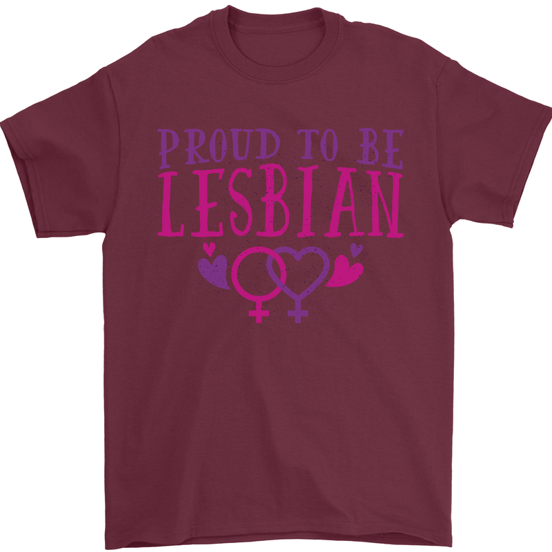 Proud to Be a Lesbian LGBT Gay Pride Awareness Mens T-Shirt 100% Cotton Maroon