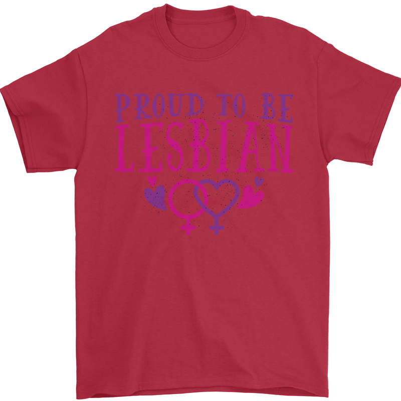 Proud to Be a Lesbian LGBT Gay Pride Awareness Mens T-Shirt 100% Cotton Red