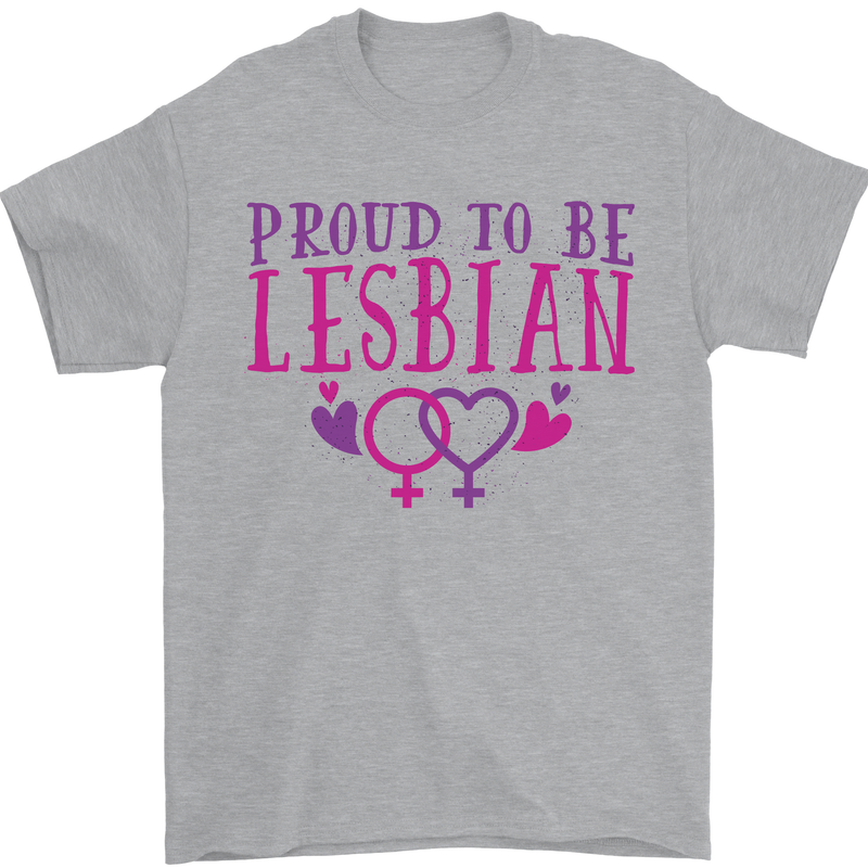 Proud to Be a Lesbian LGBT Gay Pride Awareness Mens T-Shirt 100% Cotton Sports Grey
