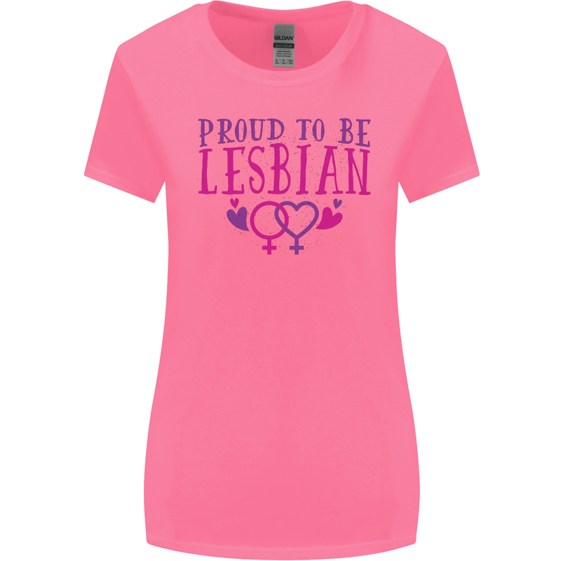 Proud to Be a Lesbian LGBT Gay Pride Awareness Womens Wider Cut T-Shirt Azalea