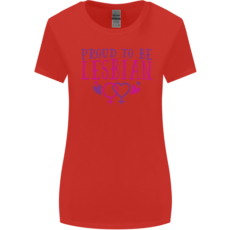 Proud to Be a Lesbian LGBT Gay Pride Awareness Womens Wider Cut T-Shirt Red