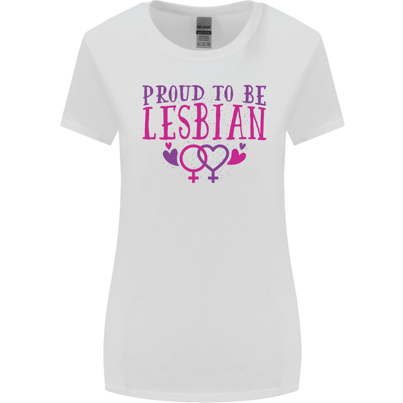 Proud to Be a Lesbian LGBT Gay Pride Awareness Womens Wider Cut T-Shirt White