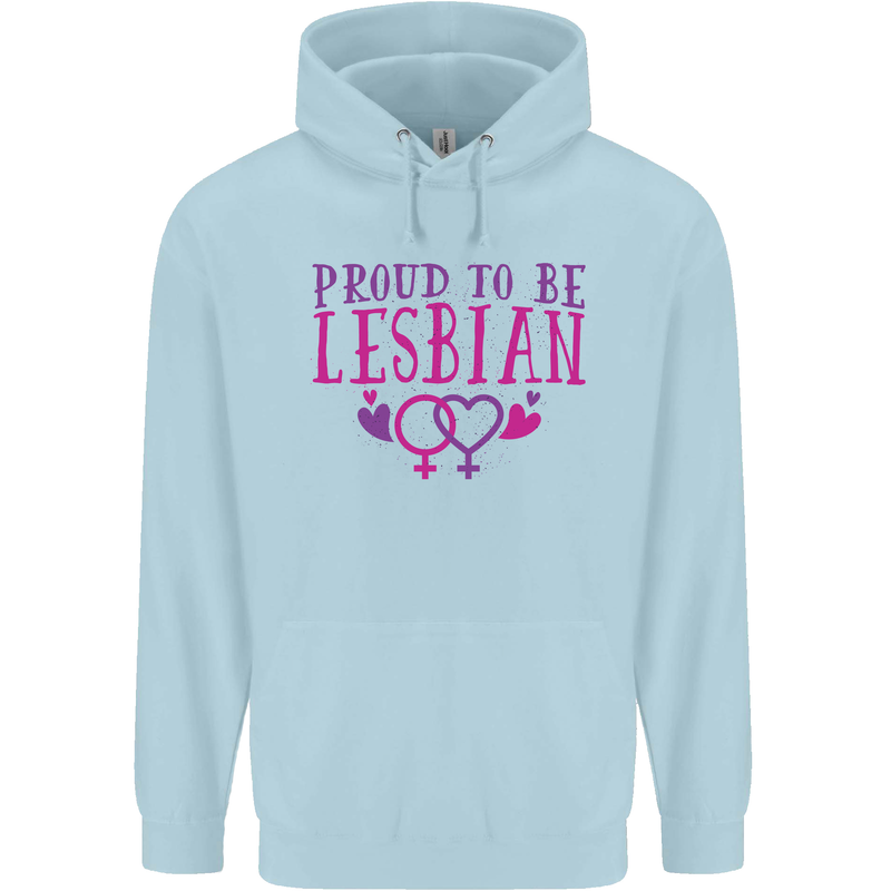Proud to Be a Lesbian LGBT Gay Pride Day Childrens Kids Hoodie Light Blue