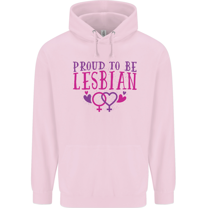 Proud to Be a Lesbian LGBT Gay Pride Day Childrens Kids Hoodie Light Pink
