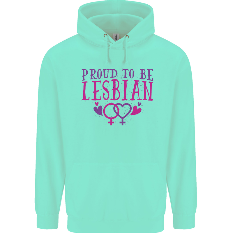 Proud to Be a Lesbian LGBT Gay Pride Day Childrens Kids Hoodie Peppermint