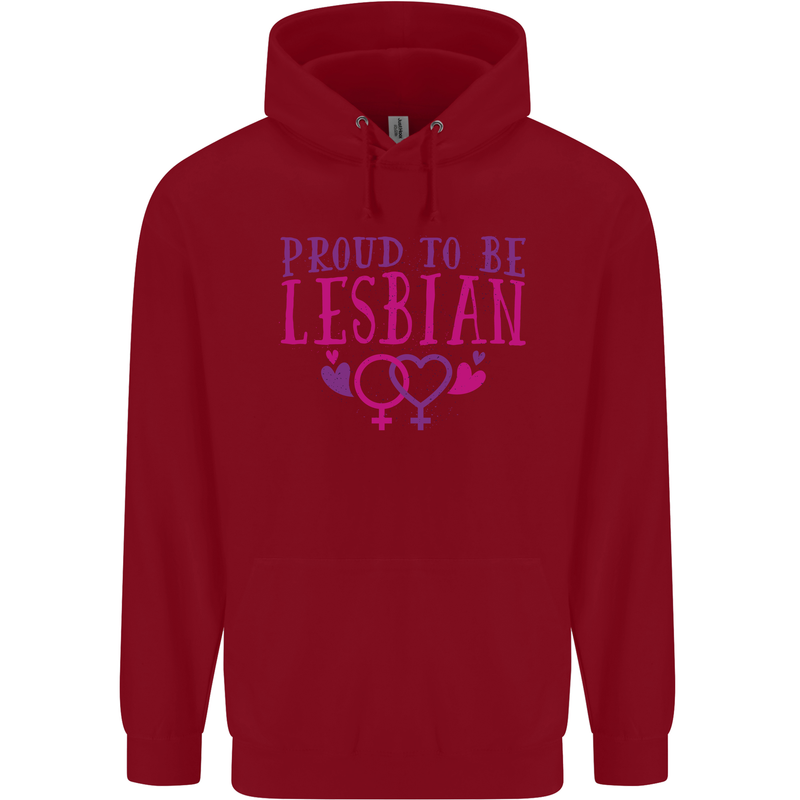 Proud to Be a Lesbian LGBT Gay Pride Day Childrens Kids Hoodie Red
