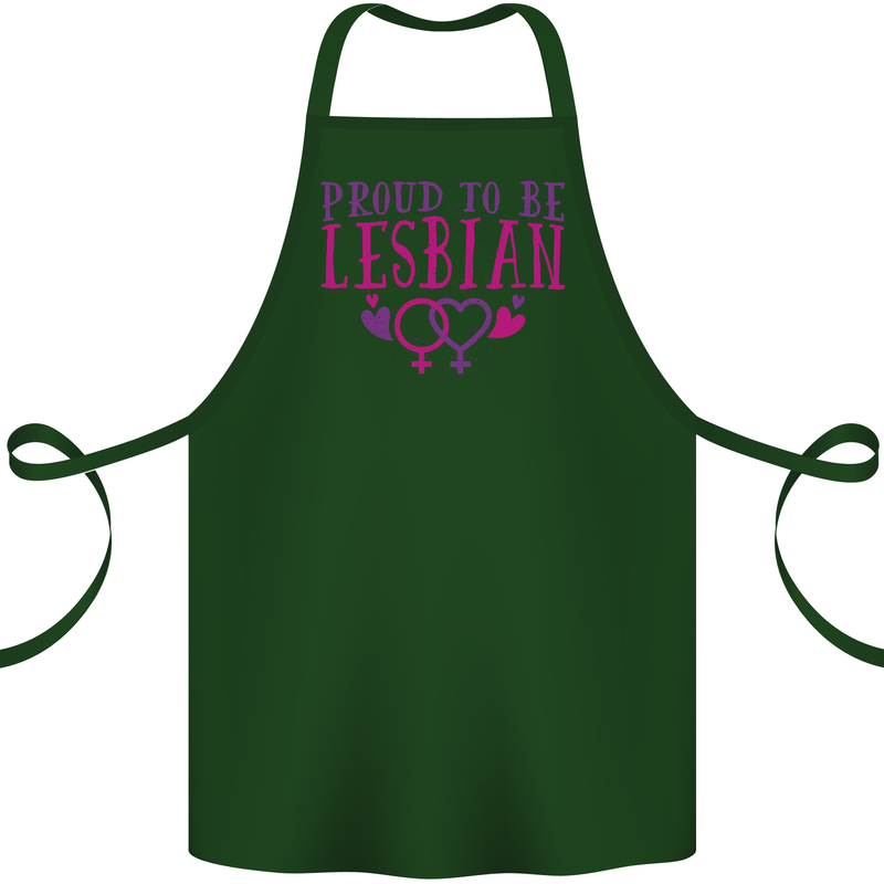 Proud to Be a Lesbian LGBT Gay Pride Day Cotton Apron 100% Organic Forest Green