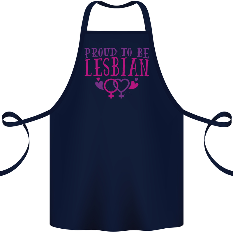 Proud to Be a Lesbian LGBT Gay Pride Day Cotton Apron 100% Organic Navy Blue