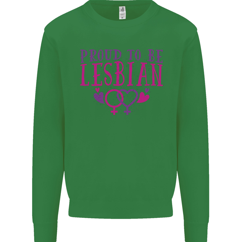 Proud to Be a Lesbian LGBT Gay Pride Day Kids Sweatshirt Jumper Irish Green