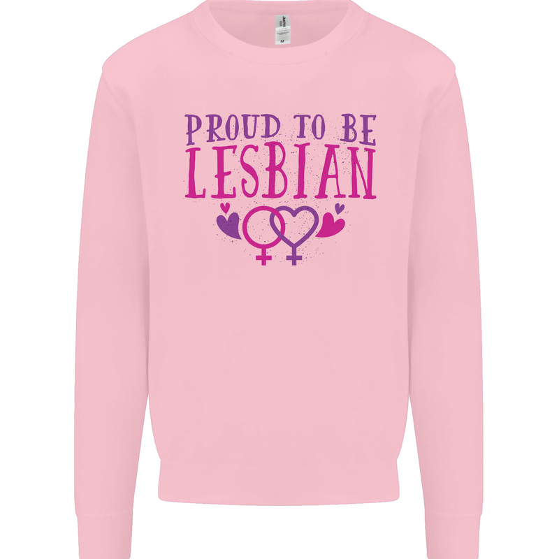 Proud to Be a Lesbian LGBT Gay Pride Day Kids Sweatshirt Jumper Light Pink