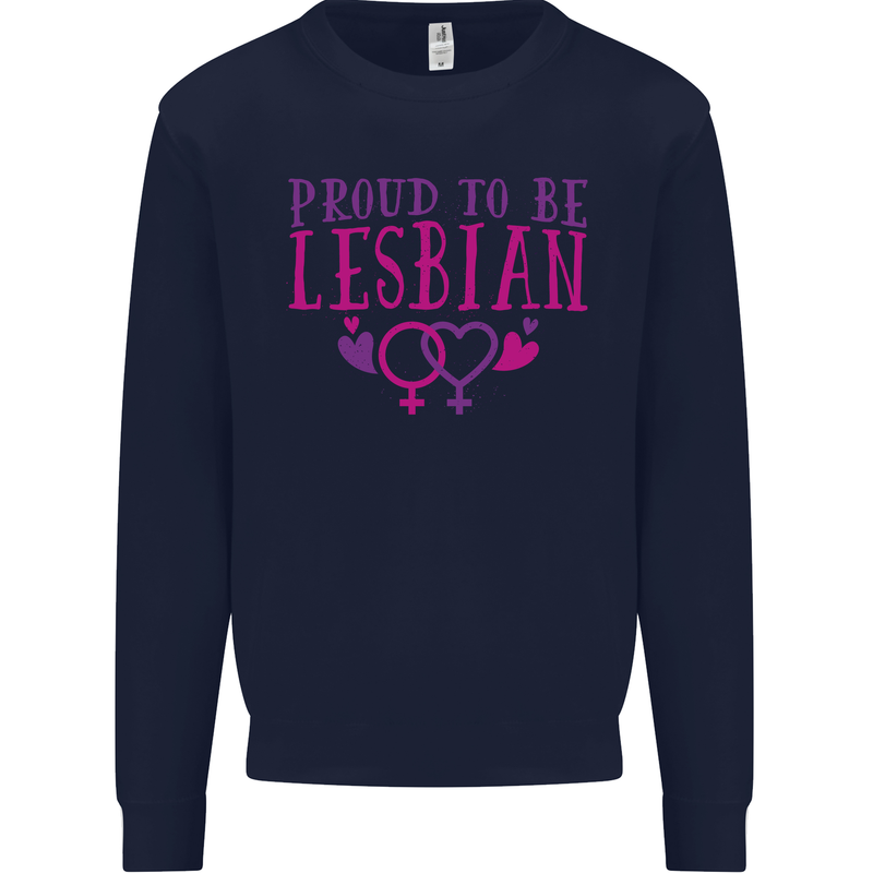 Proud to Be a Lesbian LGBT Gay Pride Day Kids Sweatshirt Jumper Navy Blue