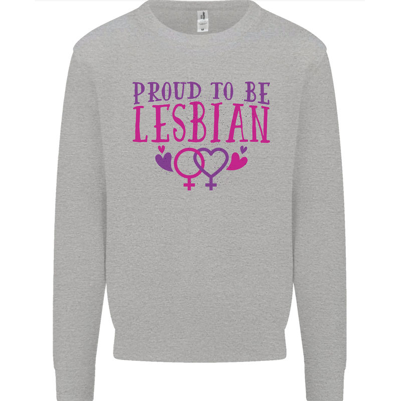 Proud to Be a Lesbian LGBT Gay Pride Day Kids Sweatshirt Jumper Sports Grey