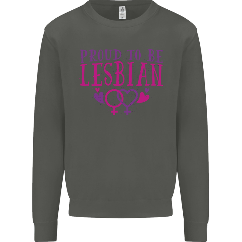 Proud to Be a Lesbian LGBT Gay Pride Day Kids Sweatshirt Jumper Storm Grey