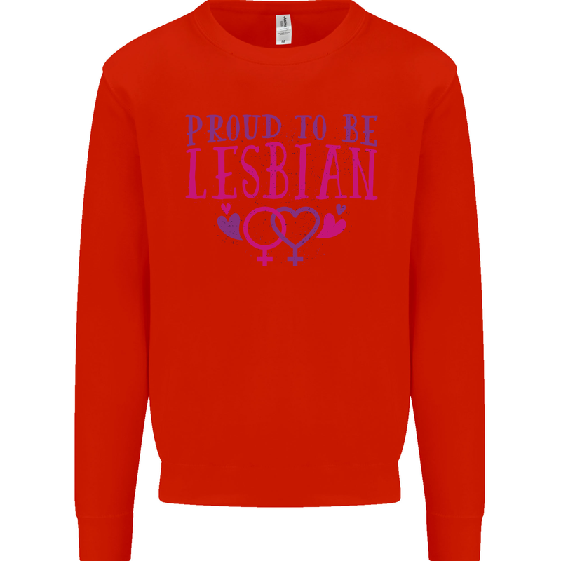 Proud to Be a Lesbian LGBT Gay Pride Day Mens Sweatshirt Jumper Bright Red