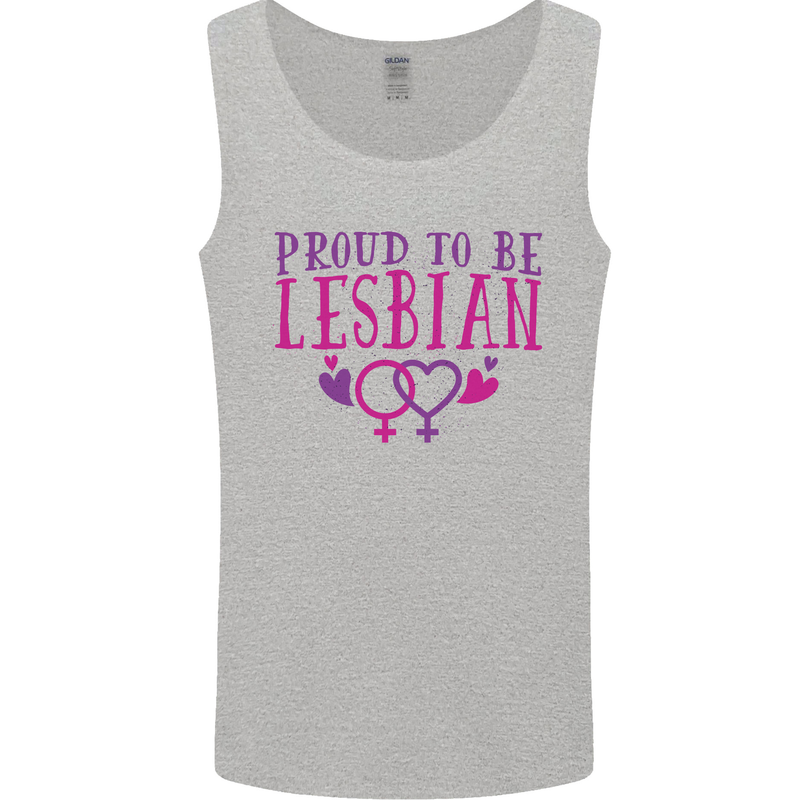 Proud to Be a Lesbian LGBT Gay Pride Day Mens Vest Tank Top Sports Grey