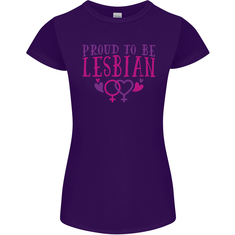 Proud to Be a Lesbian LGBT Gay Pride Day Womens Petite Cut T-Shirt Purple