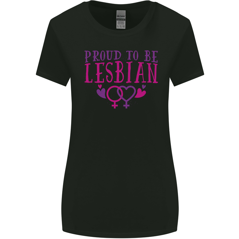 Proud to Be a Lesbian LGBT Gay Pride Day Womens Wider Cut T-Shirt Black