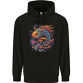 Psychedelic Koi Carp Fish Mens 80% Cotton Hoodie Black