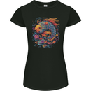 Psychedelic Koi Carp Fish Womens Petite Cut T-Shirt Black