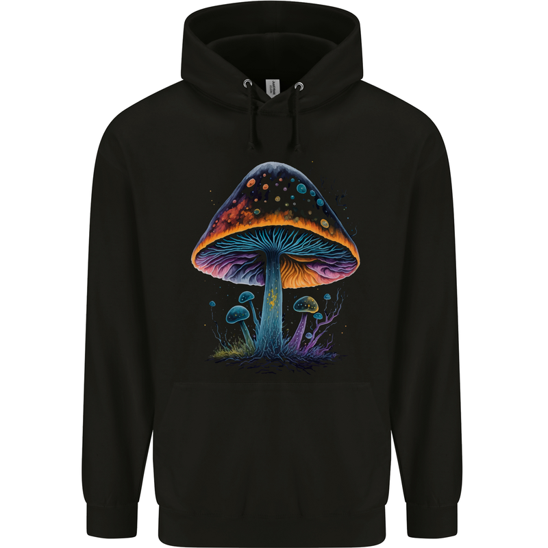 Psychedelic Magic Mushroom LSD Trippy Childrens Kids Hoodie Black